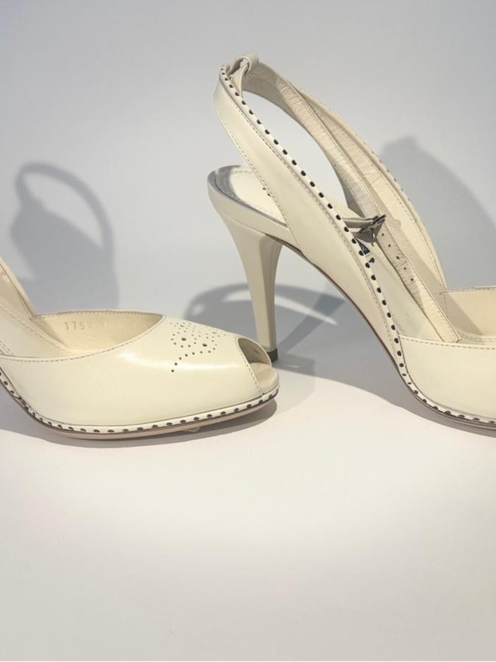 Ralph Lauren Cream Peep-Toe Slingback Heels - Picture 7 of 9